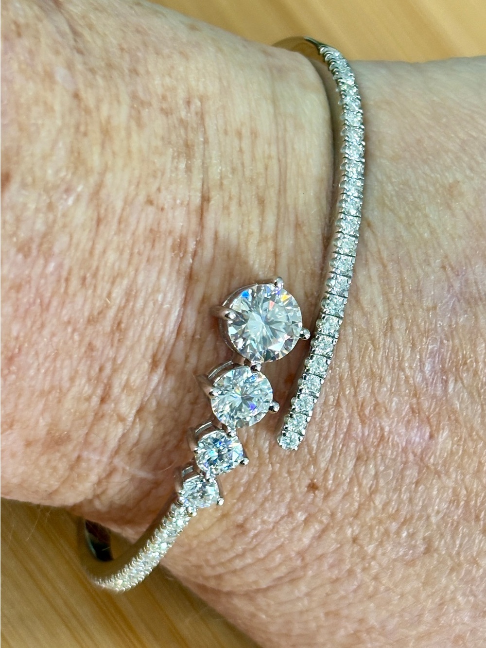 5.79ctw Moissanite bypass bracelet in 935 Argentium silver! My EXCLUSIVE design!